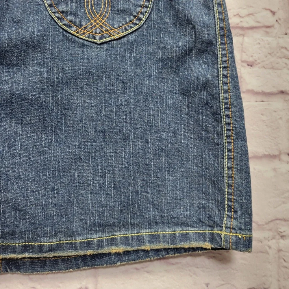 Y2K Old‎ Navy Ultra Low Waist Stretch Denim Mini Skirt Sz 10 Grunge Streetwear
